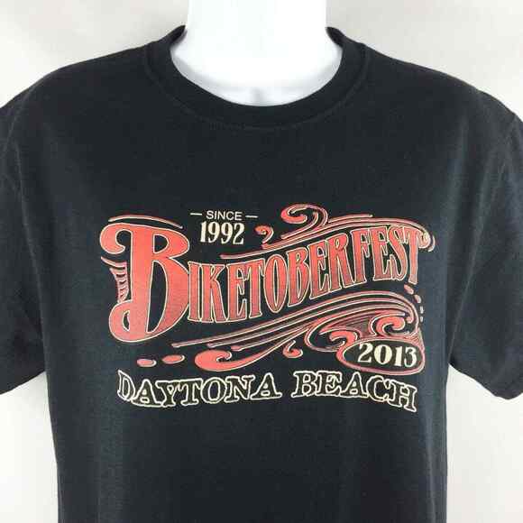 Mens Biker Motorcycle T Shirt Sz Medium Black Jerzees 2013 Biketoberfest Graphic - Picture 8 of 8